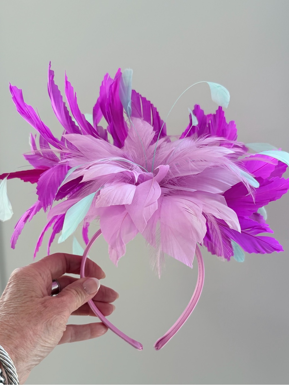 Custom Made Feathered Pink & Magenta Headband Fascinator- Women Accessories